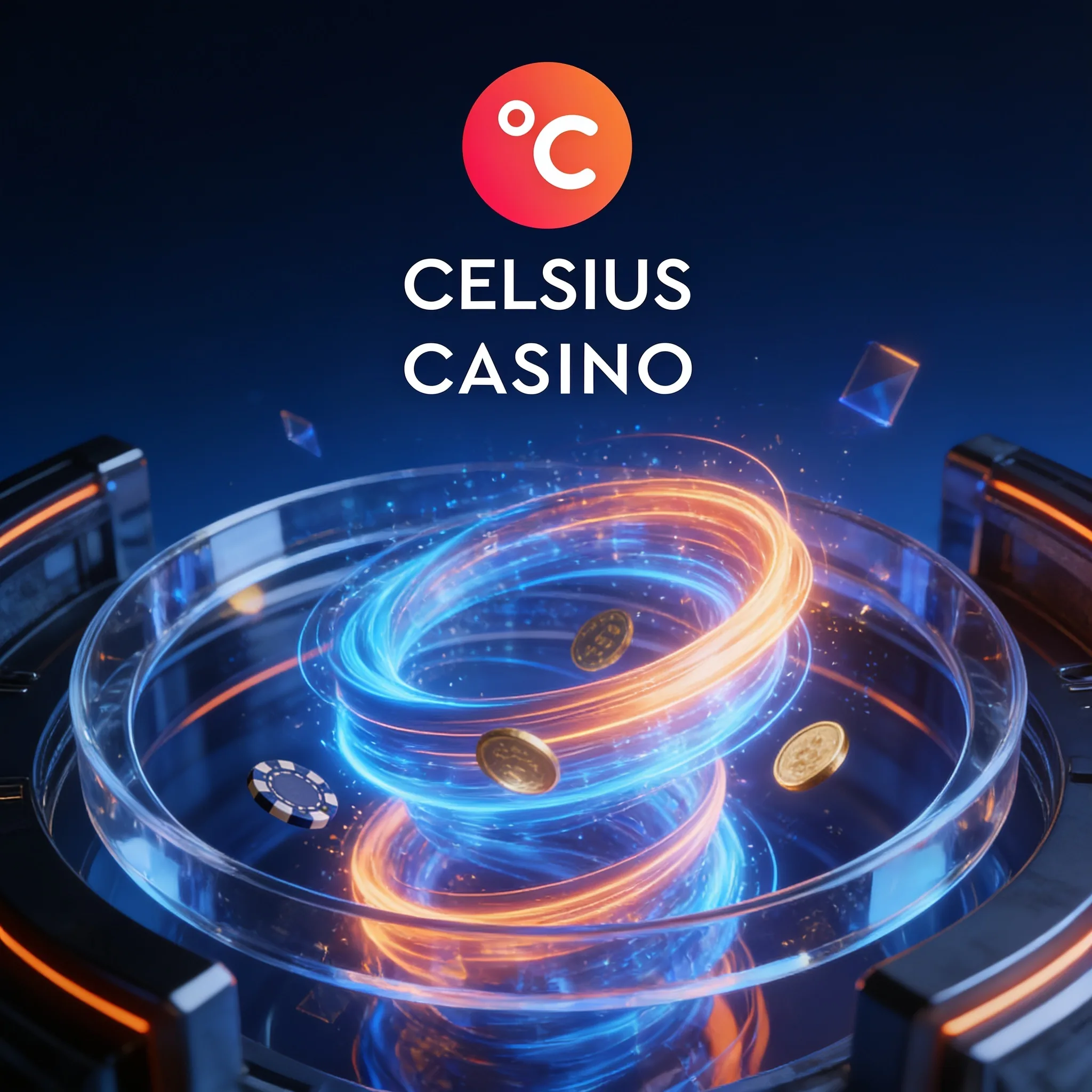 Plateforme Celsius dans un espace de casino bleu nuit